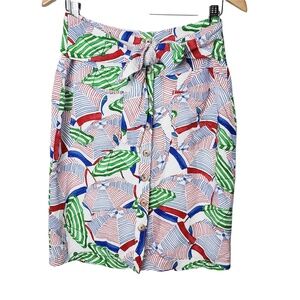 Anthropologie 43 of 52 Multicolor Nautical A-line ButtonFront Tie Waist Skirt 8P